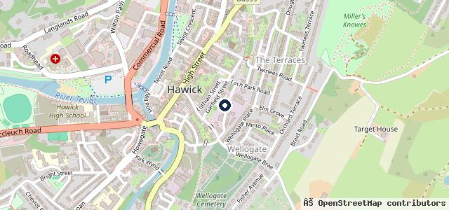 Map showing the location of Teviot Tyres & MOT Centre