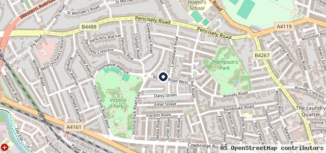 Map showing the location of Victoria Park Service Station