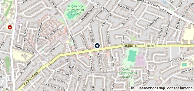 Map showing the location of Carlton Service Centre