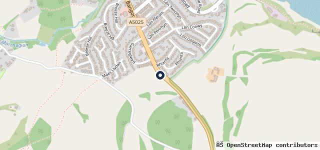 Map showing the location of Parc Bach Services