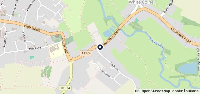 Map showing the location of Earls Colne Service Centre