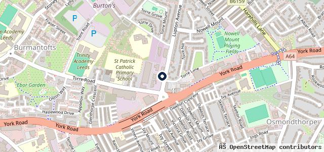Map showing the location of Tyre Bay Leeds