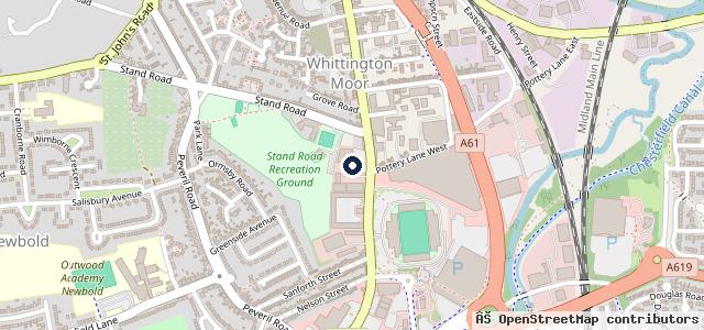 Map showing the location of Formula One Autocentres - Chesterfield