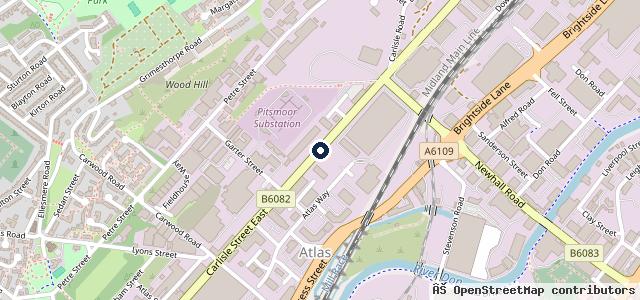 Map showing the location of Grimesthorpe service station