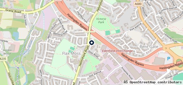 Map showing the location of Helmshore Road MOT Centre