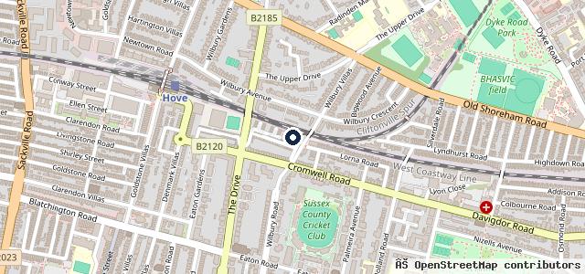 Map showing the location of Hove Mot