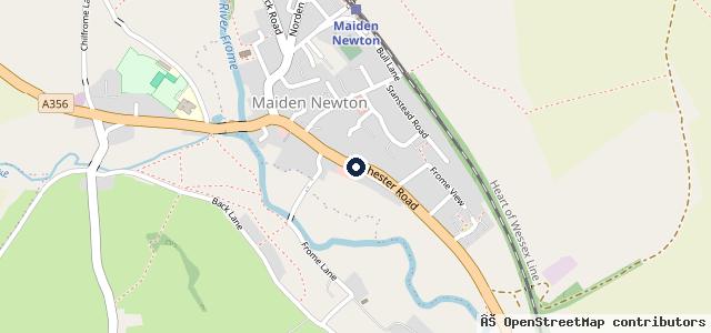 Map showing the location of Maiden Newton Service Station