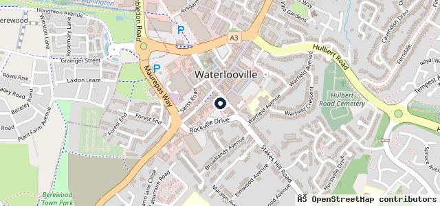 Map showing the location of Kwik Fit - Waterlooville