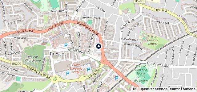 Map showing the location of N & D Prescot Service Station