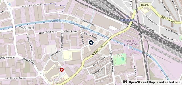 Map showing the location of Park Royal Taxi and MOT Centre