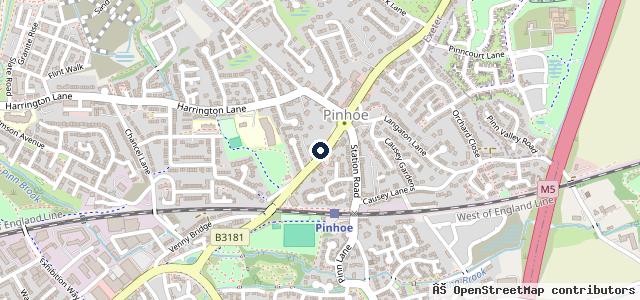 Map showing the location of Pinhoe Garage
