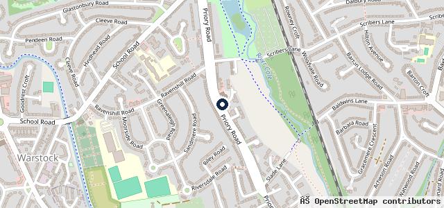 Map showing the location of Priory Service Station