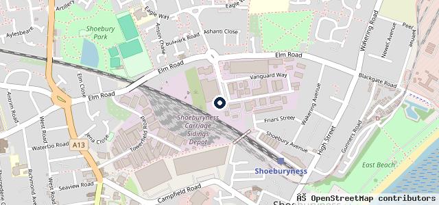 Map showing the location of Shoebury Vehicle Services