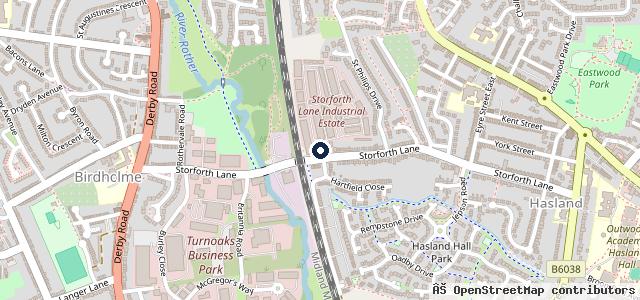 Map showing the location of Storforth Lane Garage
