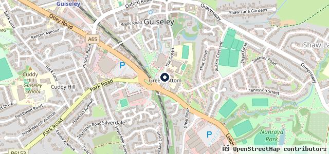 Map showing the location of Townhall Garage Guiseley