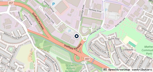 Map showing the location of Vauxhall Pentagon Sheffield Parkway