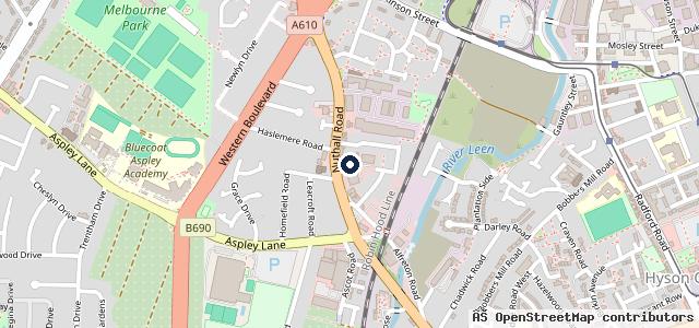 Map showing the location of Vertu Hyundai Nottingham