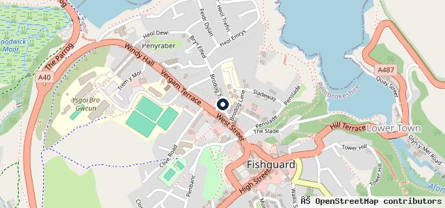 Map showing the location of Fishguard Tyre Centre