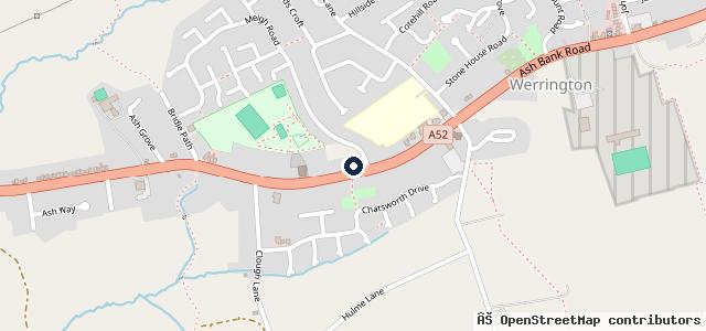 Map showing the location of Ash Bank Garage - KGM Ssangyong Staffordshire