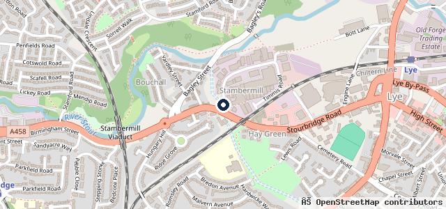 Map showing the location of Stourbridge Service Centre