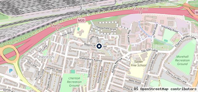 Map showing the location of Cheriton Motor House Folkestone