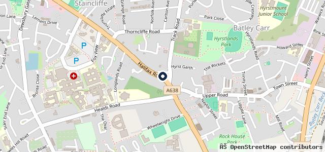 Map showing the location of Halifax Road Garage