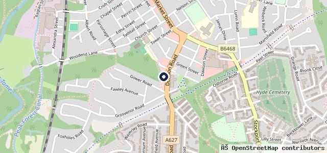 Map showing the location of awb motors hyde (Car Sales)