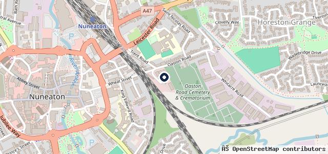 Map showing the location of IVC Nuneaton