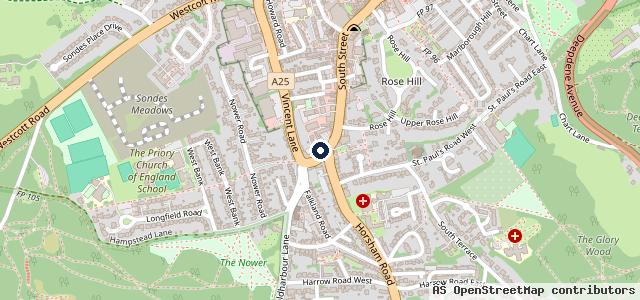 Map showing the location of Dorking Service Centre Ltd