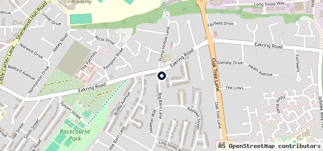 Map showing the location of Crown Farm Garage