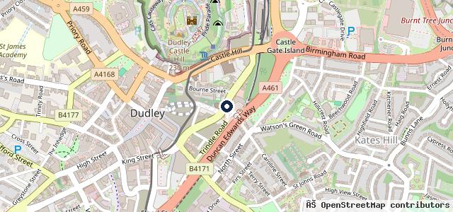 Map showing the location of Vauxhall Dudley Motor Company