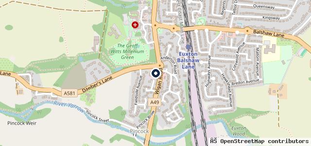 Map showing the location of Euxton MOT and Service Centre Ltd