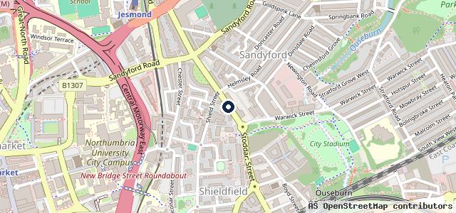 Map showing the location of Lookers Nissan Newcastle