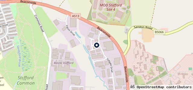 Map showing the location of Staffordshire Specialist Cars