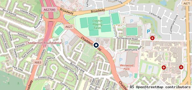 Map showing the location of Pentagon Oldham Chadderton Way | Vauxhall and Motability