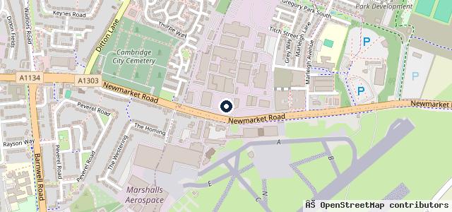 Map showing the location of Marshall FordStore Cambridge