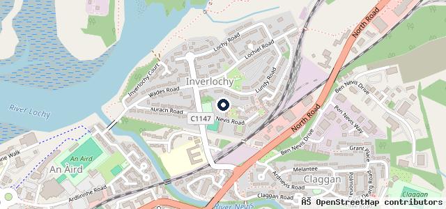 Map showing the location of Fort William MOT Centre