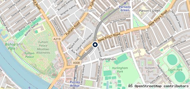 Map showing the location of New Kings Road Garage