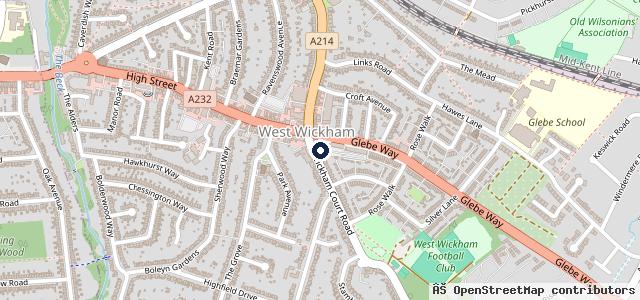 Map showing the location of West Wickham Service Station
