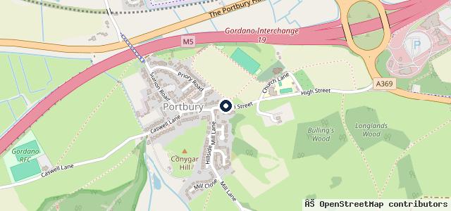 Map showing the location of Portbury Service Station