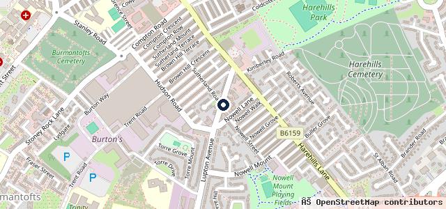 Map showing the location of King Tyres Leeds