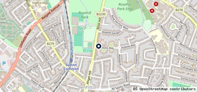 Map showing the location of Rose Hill Park Garage