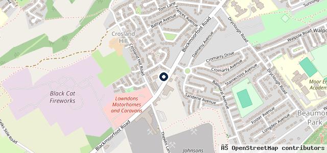 Map showing the location of H Pennington