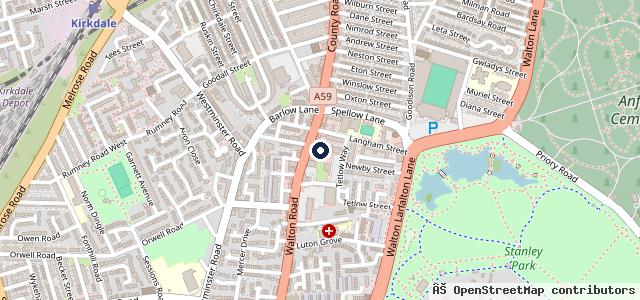 Map showing the location of Springfield Garage
