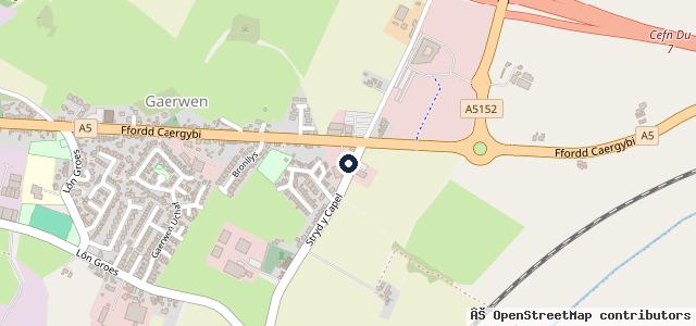 Map showing the location of Tŷ Crwn Garage
