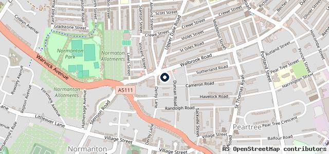 Map showing the location of D C Robinson | Derby