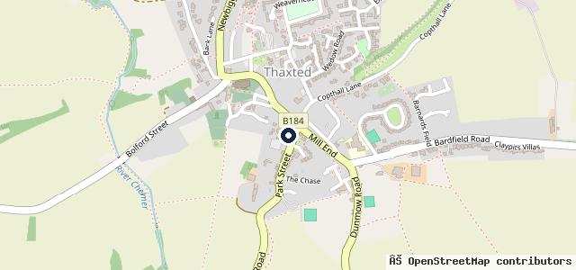Map showing the location of Thaxted Tyre Exhaust & Servicing Centre