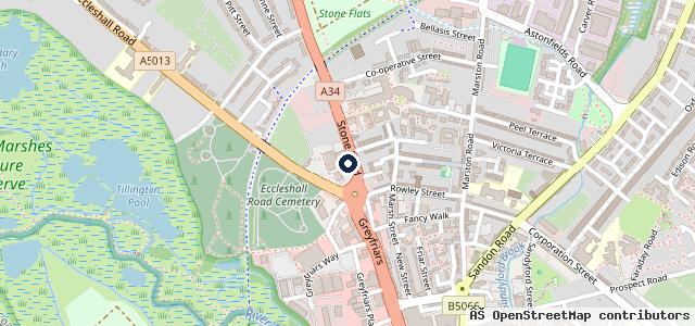 Map showing the location of Vertu Ford Stafford