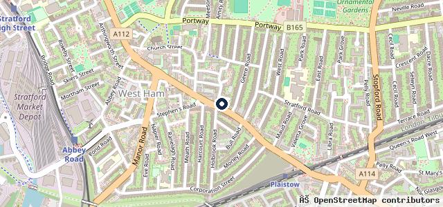 Map showing the location of Universal Tyres Plaistow