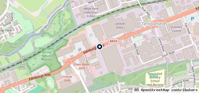 Map showing the location of Gates Ford Harlow